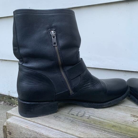 Frye Vicky Engineer Boots black buckle leather 11B Style 3478817 - Picture 7 of 13